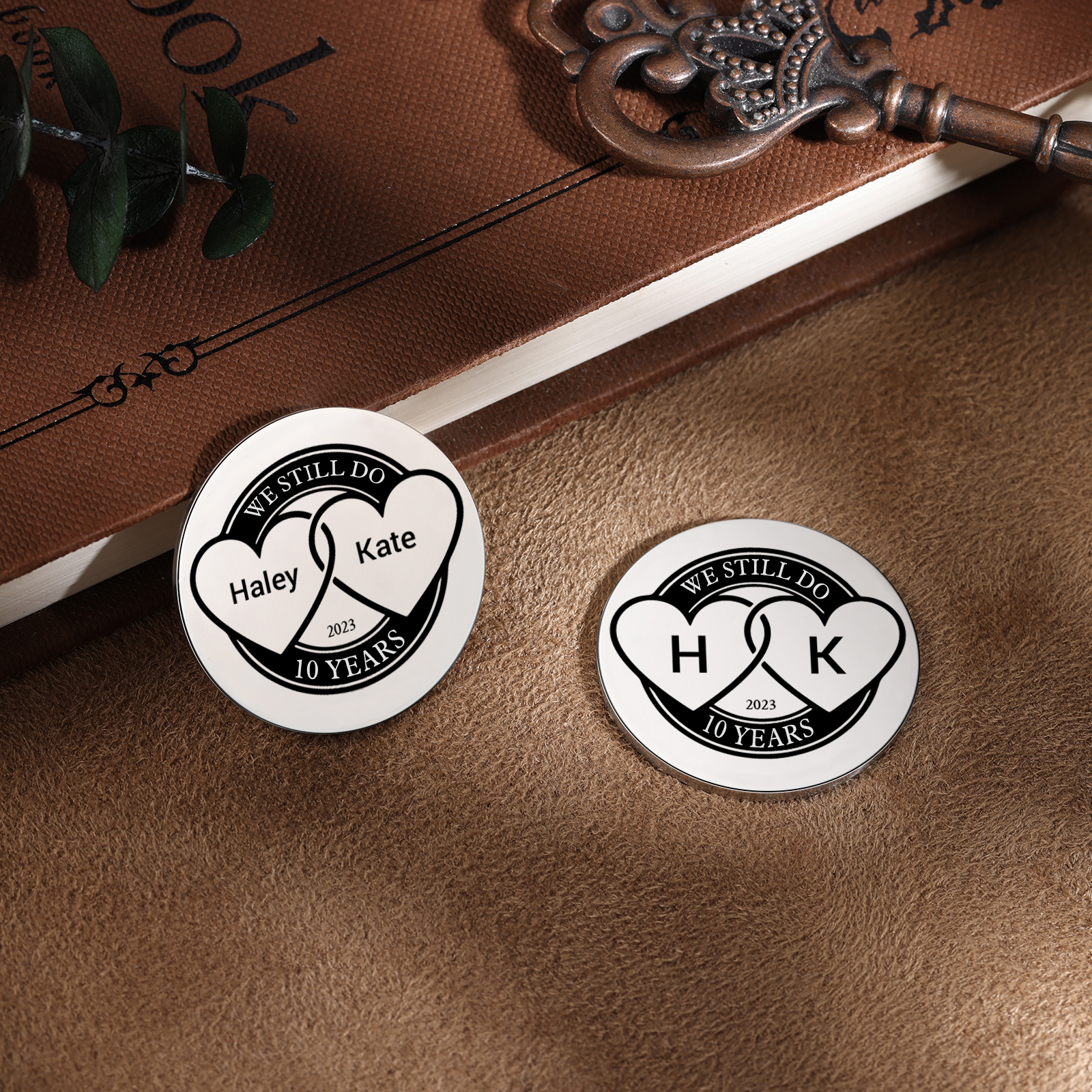 2 PCS Personalized Name Stainless Steel Couple Coin Custom Anniversary Special Gift