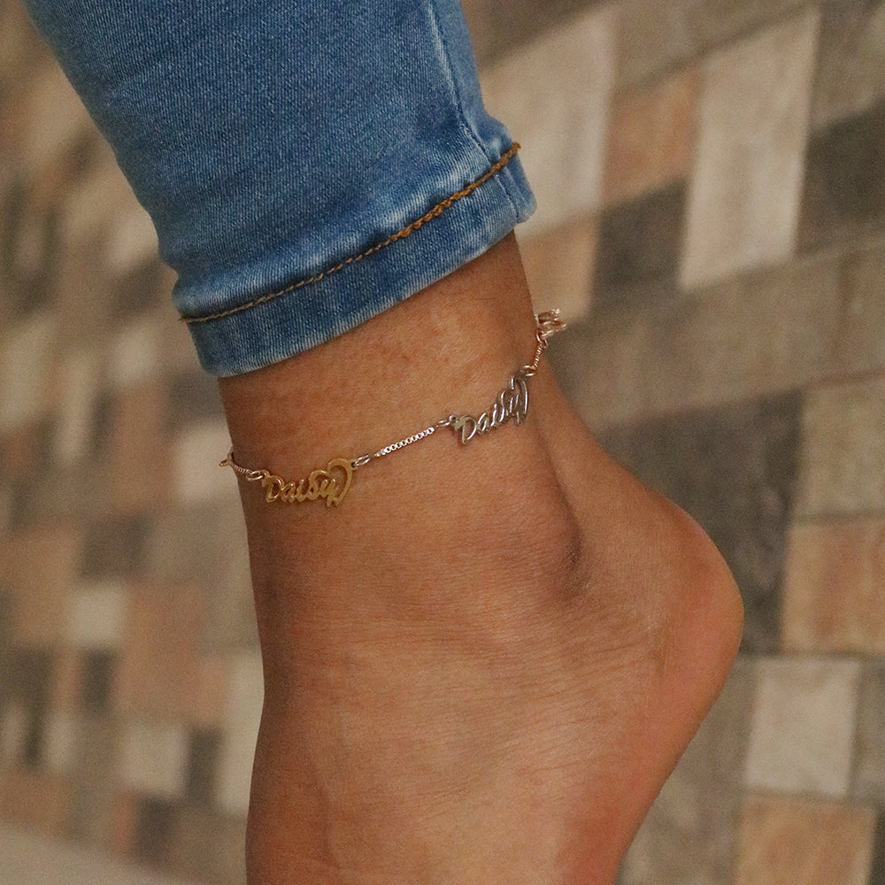 Personalized Name Ankle Bracelet Custom 4 Names Anklet Gifts for Her