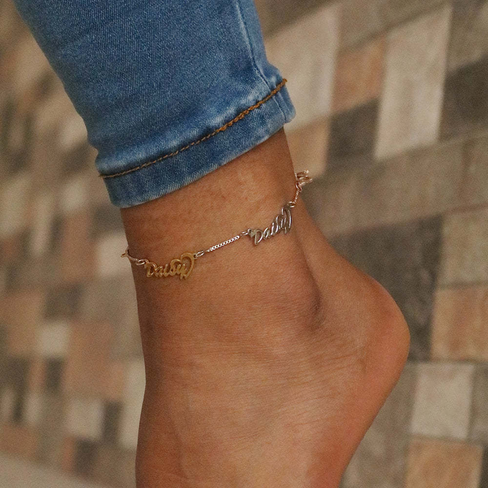 Personalized Name Ankle Bracelet Custom 4 Names Anklet Gifts for Her