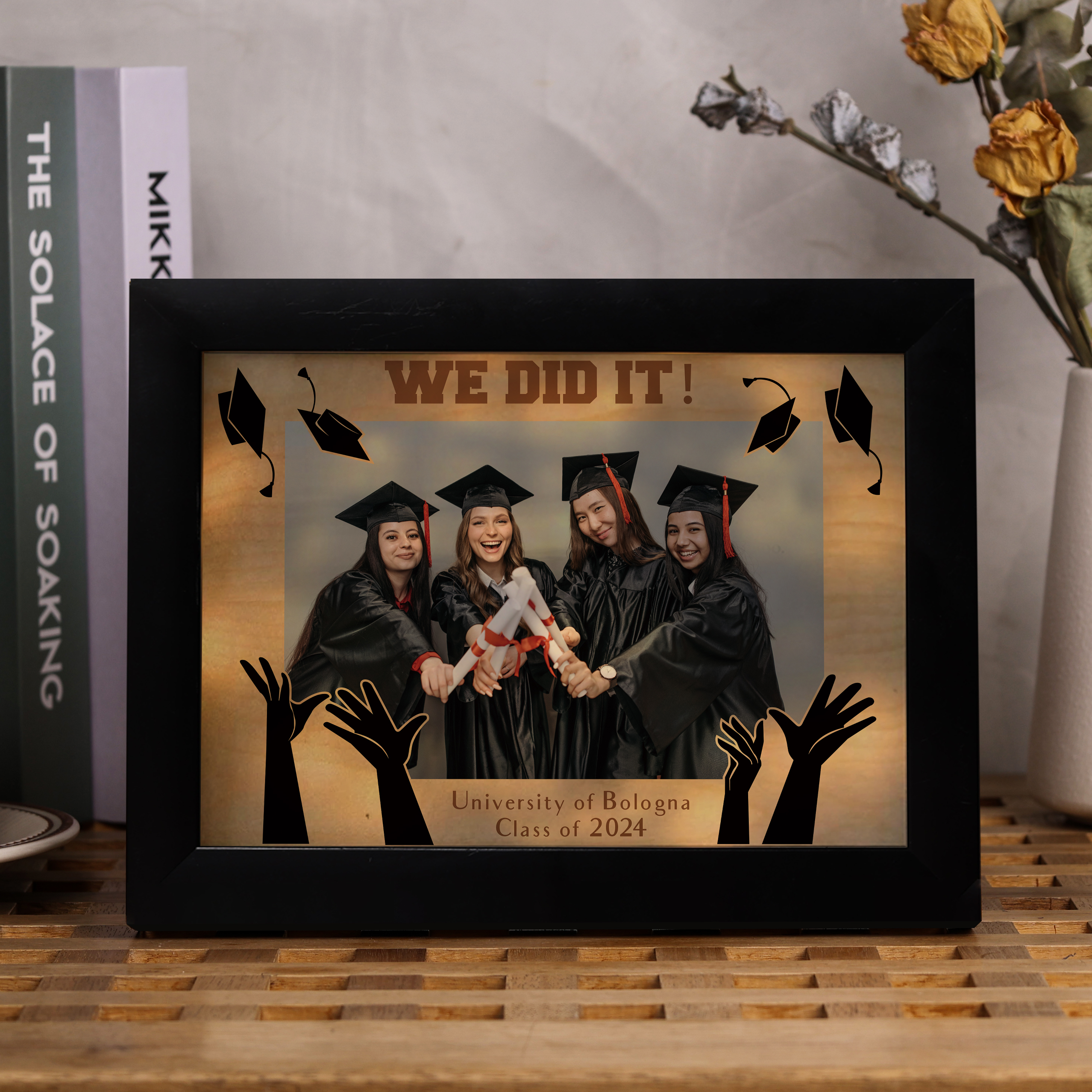 2024 Graduation Gift - Personalised Year & Photo & Text Frame Night Light LED Night Light Gift for Her/Him