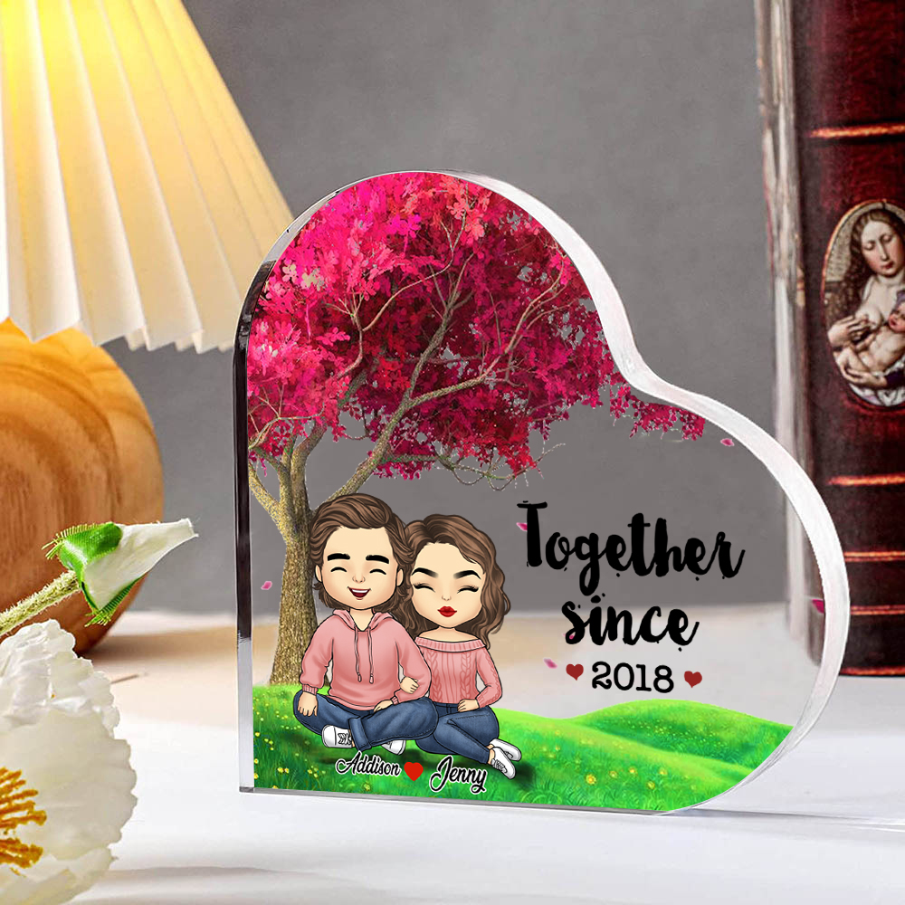 Personalised Couple Acrylic Ornament Custom Acrylic Heart Keepsake Desktop Ornament for Couple
