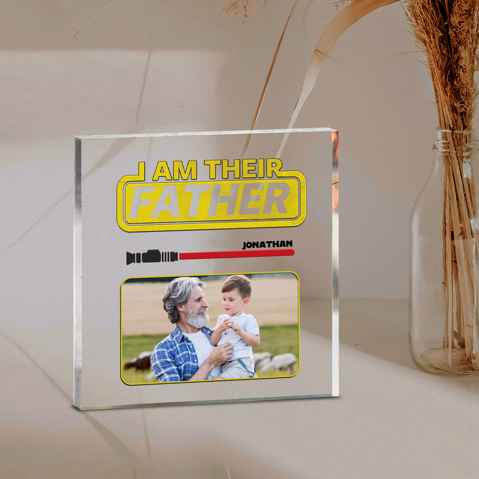 1 Name - Personalised Custom Name & Photo Acrylic Ornament - I AM THEIR FATHER- Father's Day Gift for Dad