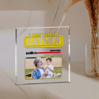 1 Name - Personalised Custom Name & Photo Acrylic Ornament - I AM THEIR FATHER- Father's Day Gift for Dad