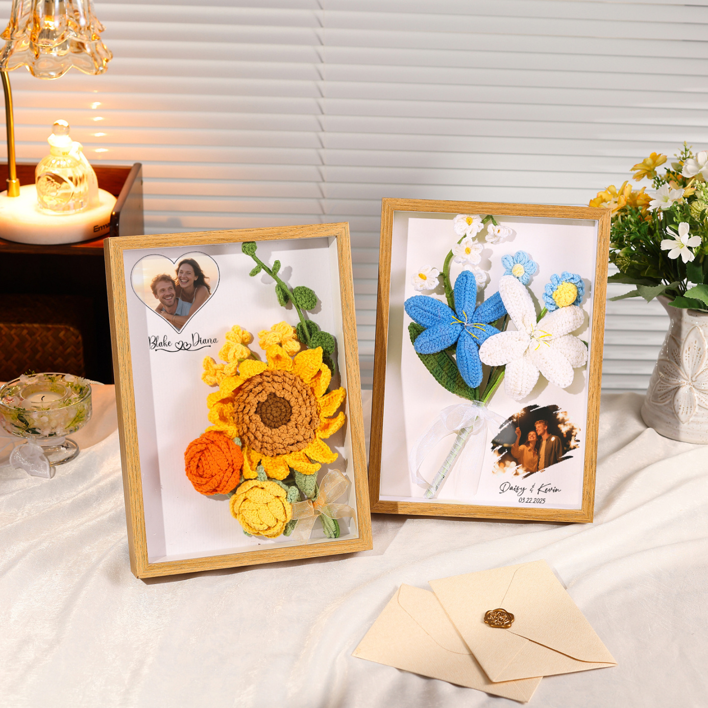 Personalised 3D Tulip Crochet Flower Photo Frame