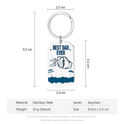 3 Names - Personalised Custom Fist Bump Keyring Hat and Beard Style Keyring Gift for Dad