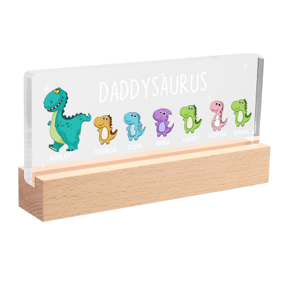 7 Names - Personalised Cute Dinosaur Pattern Beautiful Table Lamp Father's Day Gift for Dad