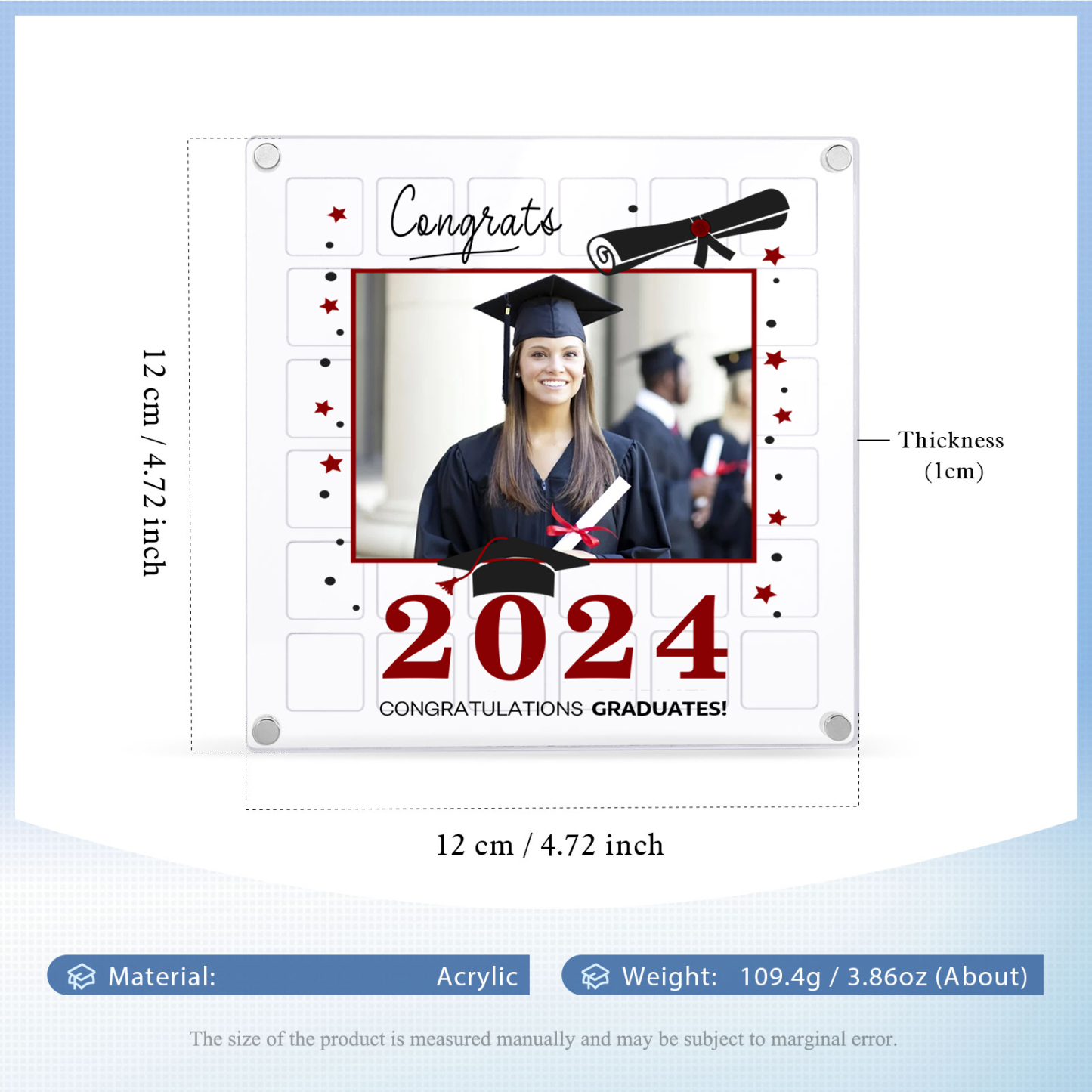 Personalised Acrylic Graduation Gift, Customized Photo、Date and Text Acrylic Ornament Gift For Her/Him