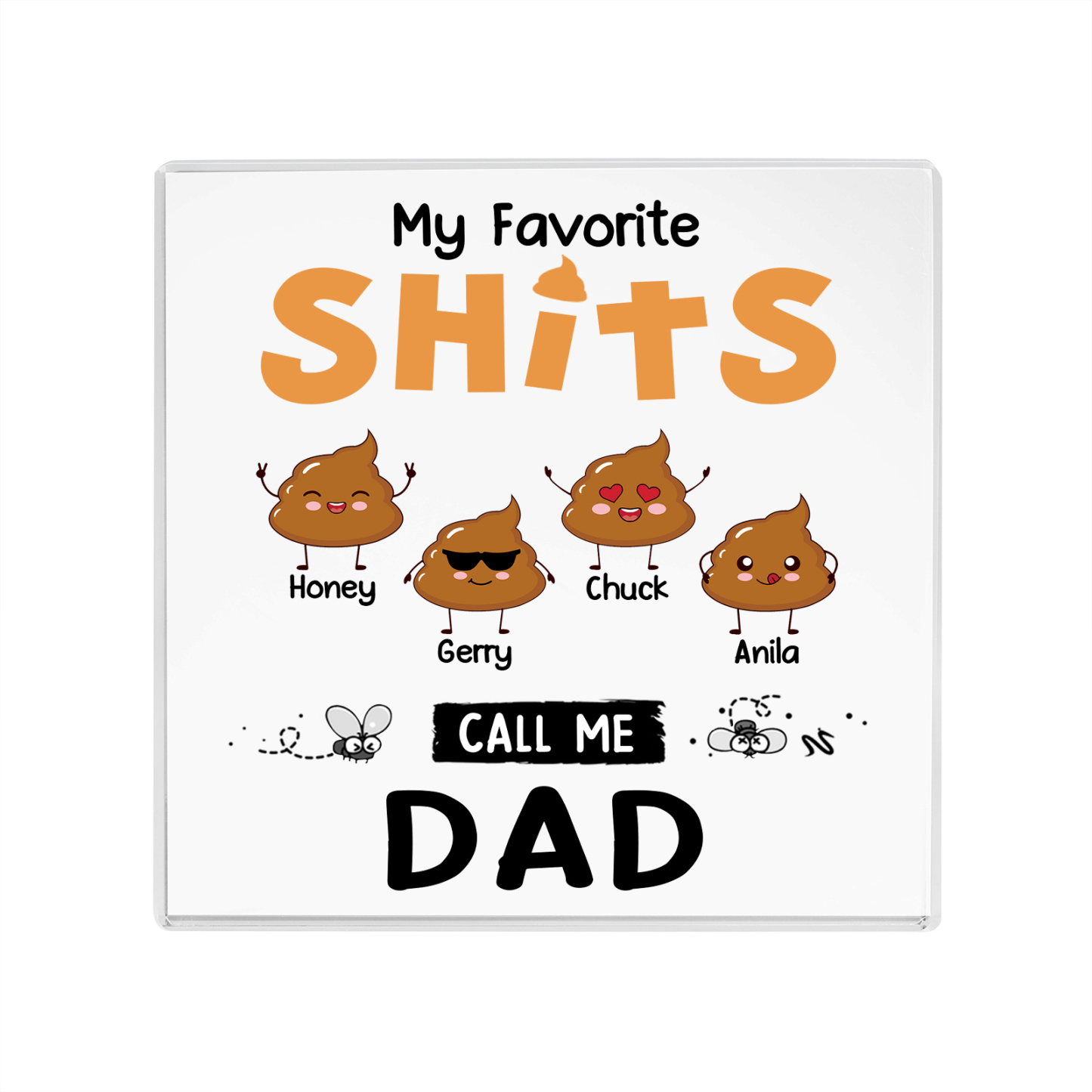 4 Names - Personalised Monster and Shit Style Custom Name Acrylic Ornament Father's Day Gift for Dad