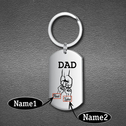 Personalised 3 Names Fist Bump Gift Set Custom Wallet & Keychain & Pen Gift Box Set Father’s Day Gift