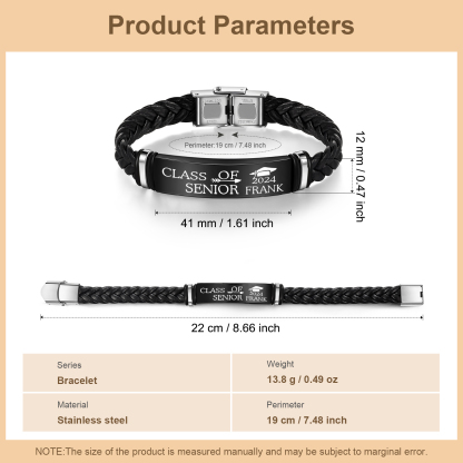 2024 Graduation Gifts - Personalised Year and Name Men's Bracelet, Gift for Him
