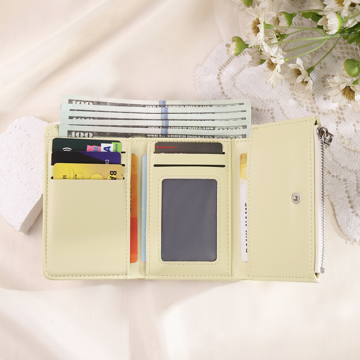 Custom Purse-Personalised Photo Quality Leather Folding Zip Wallet Custom Text Wallet Gift for Her