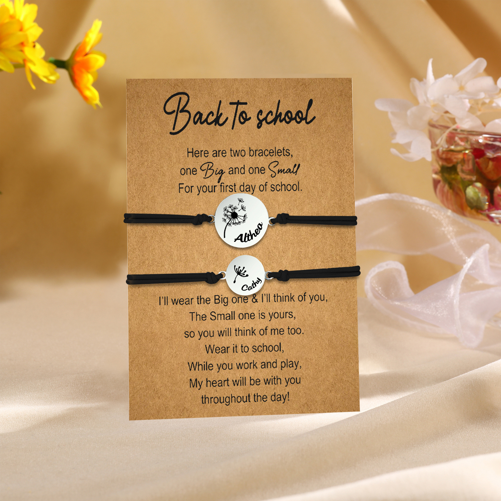 2 PCS Dandelion Pattern Elastic Stainless Steel Bracelet, A Back-To-School Gift For Daughter