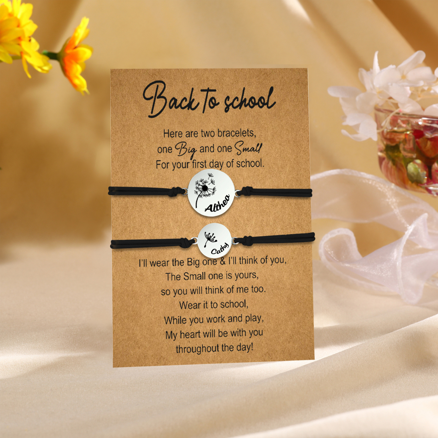 2 PCS Dandelion Pattern Elastic Stainless Steel Bracelet, A Back-To-School Gift For Daughter