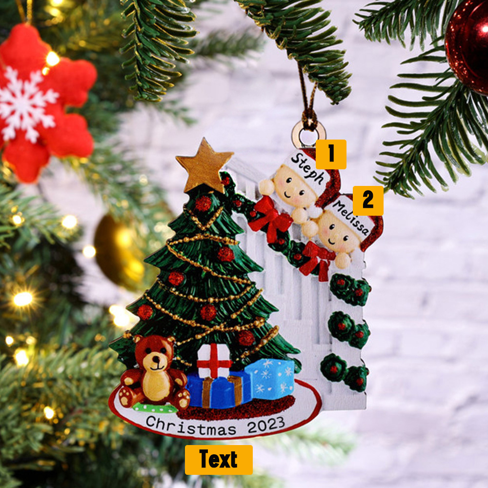Personalised Peeking Family Christmas Hanging Ornament 2-9 Names for Family | Jessemade