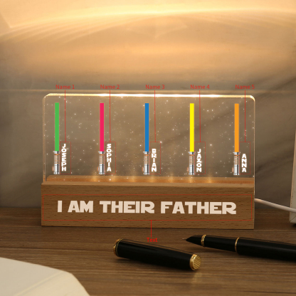 Personalised Star Wars Logo Father's Day Gift - I'm Their Dad - Table Lamp with 5 Names