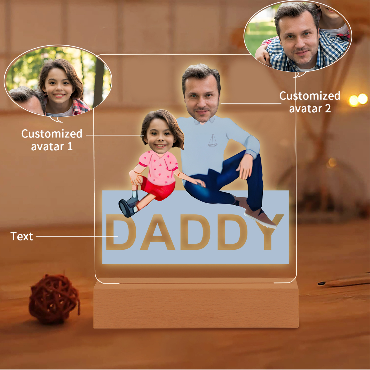 2024 Graduation Gifts - Personalised Photo Family Night Light Custom Text LED Light Graduation Gift for Son/Daughter