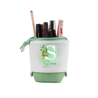 Personalised Pencil Case Custom Name & Letter & Birthday Flower Pen Pouch Back To School Gift for Kids