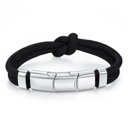 5 Names - Personalised Name Braided Leather Bracelet Engraving Men's Bracelet for Dad