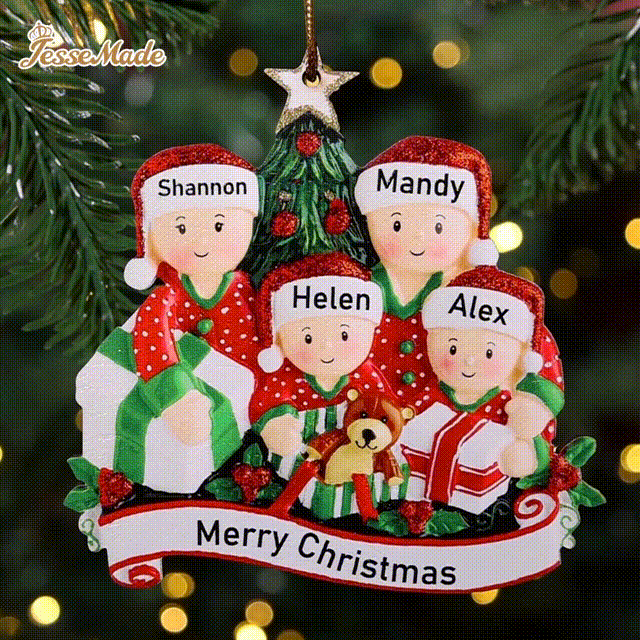 5 Names-Personalised Family Wooden Christmas Ornament-Custom 5 Names Hanging Ornament Gifts For Family