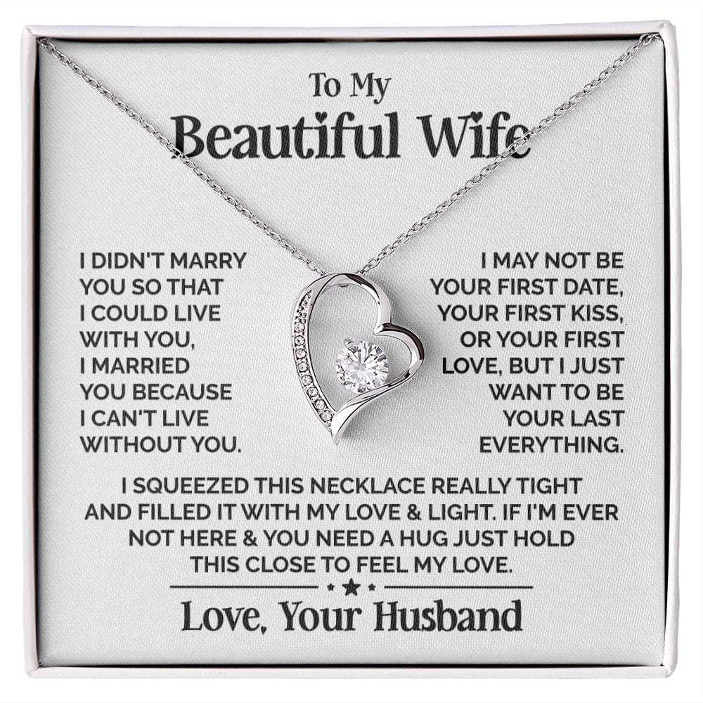 Heart Necklace with "To My Beautiful Wife" Message - Available in Stan