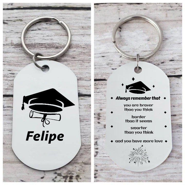 Personalised Name Military Keyring With Inspirational Text Graduation Gift For Her/Him