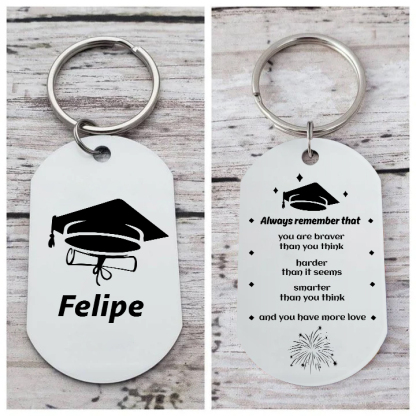 Personalised Name Military Keyring With Inspirational Text Graduation Gift For Her/Him