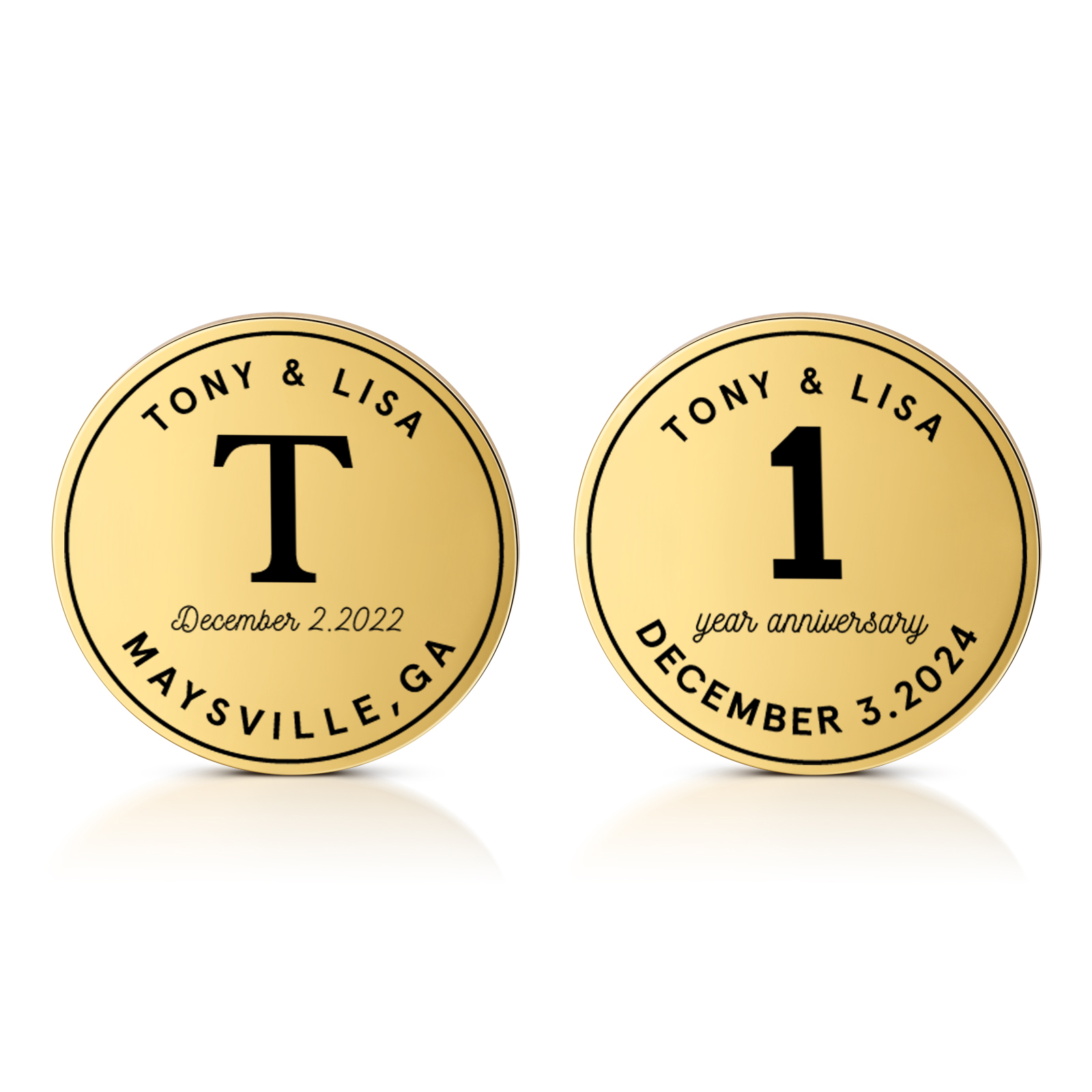 2 PCS Personalized Name Stainless Steel Commemorative Coin Custom Anniversary Special Gift