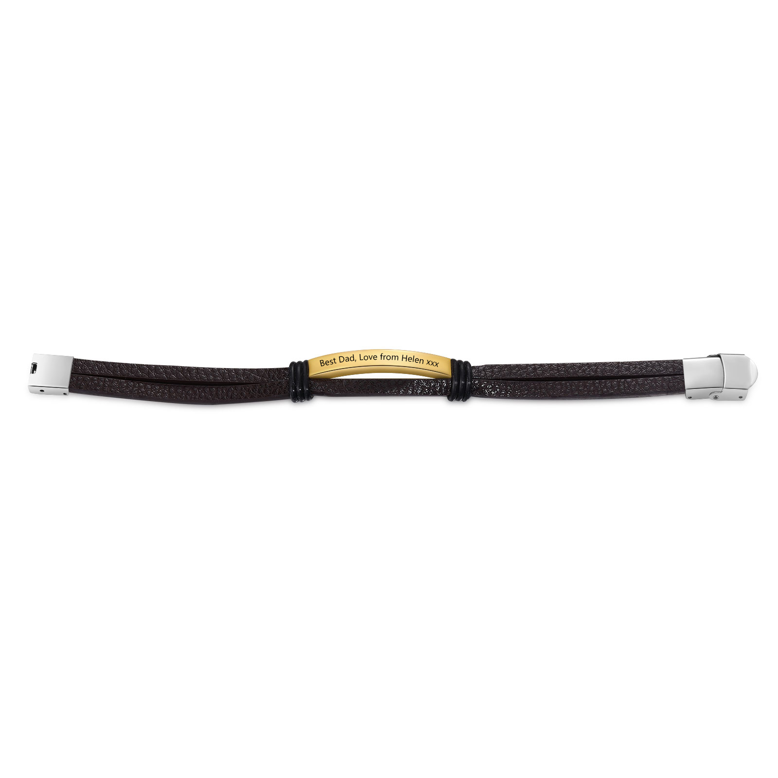 Personalised Text Brown Leather Bracelet Men's Bracelet Father's Day Gift for Dad