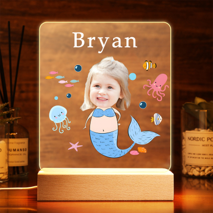 Personalised Photo & Name Acrylic Exquisite Pattern Night Light, A Gift For Children
