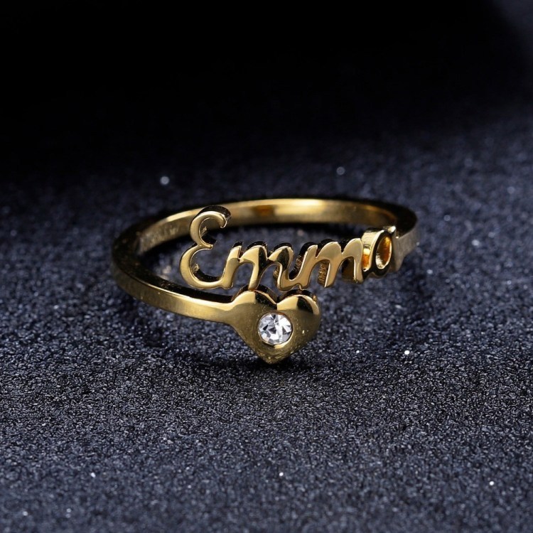 Personalised Heart Ring With Birthstone Custom 1 Name Ring Gifts For Her