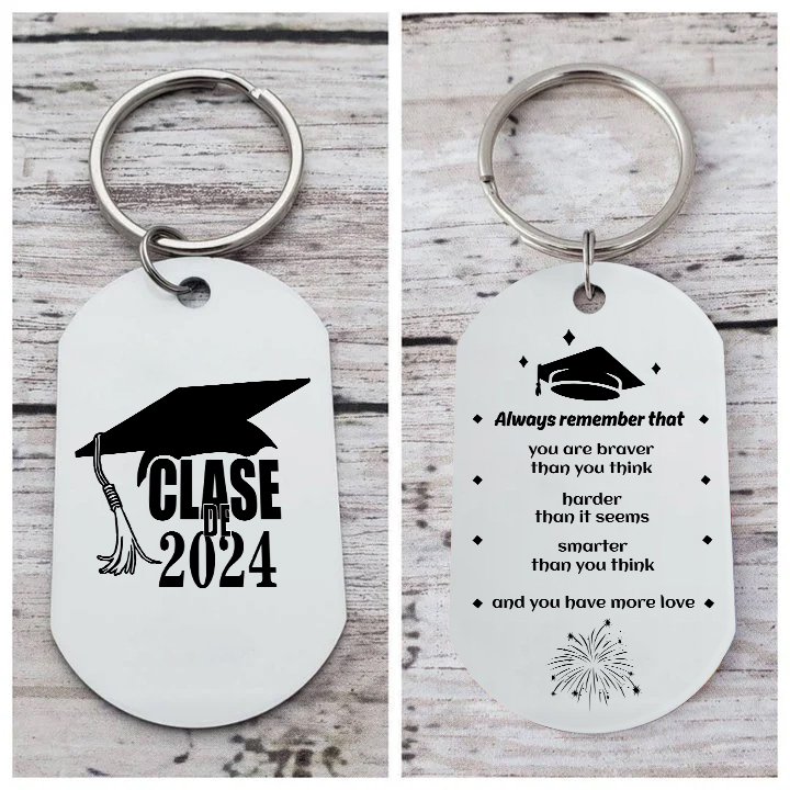 Personalised Text Military Keyring With Inspirational Text Graduation Gift For Her/Him