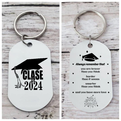 Personalised Text Military Keyring With Inspirational Text Graduation Gift For Her/Him
