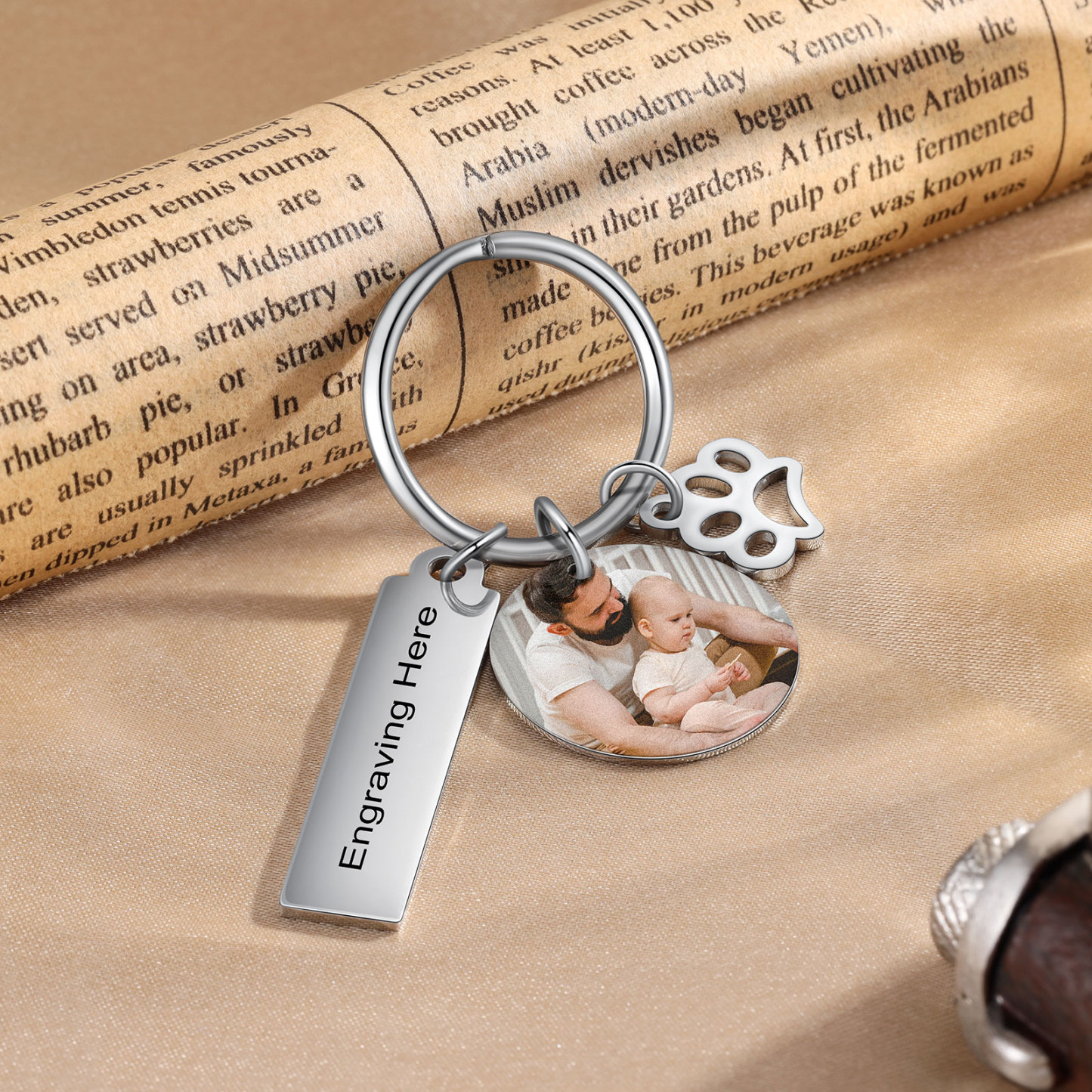 Personalised Photo Keyring Custom Text