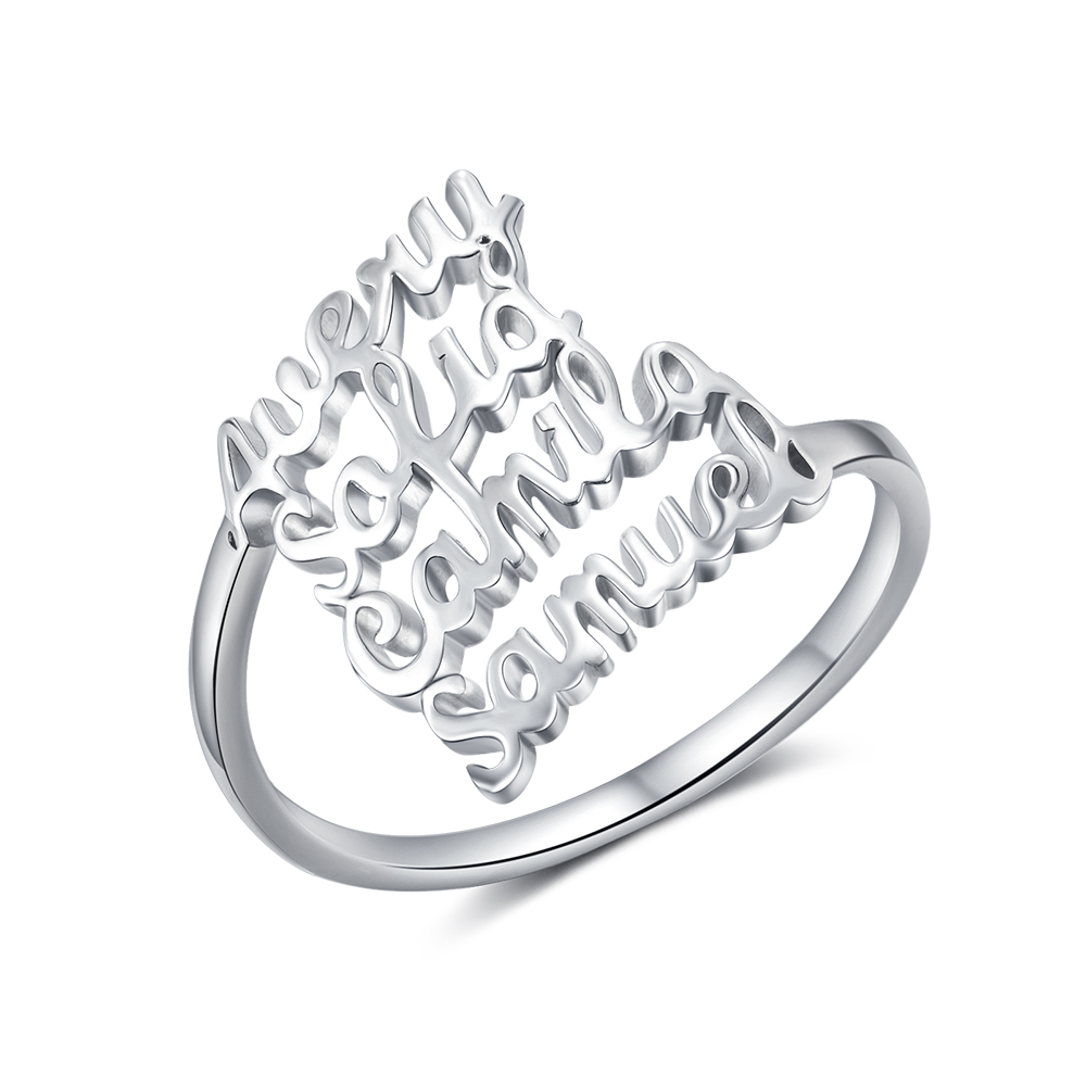 Personalised Name Ring Custom 4 Names Ring Gifts for Women