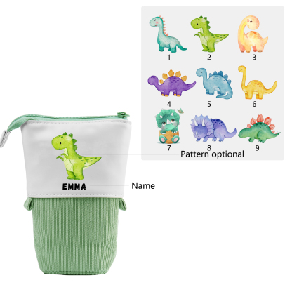 Personalised Pencil Case Custom Name & Dinosaur Pattern Pen Pouch Back To School Gift for Boys Girls