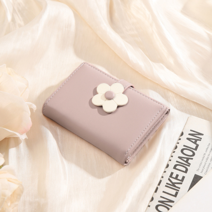 Custom Purse-Women's Personalised Photo PU Leather Flower Wallet Coin Purse Four Colors Available Gift for Her