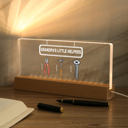 3 Names - Personalised Repair Tool Pattern Table Lamp Customized Text Father's Day Gift for Grandad/Dad
