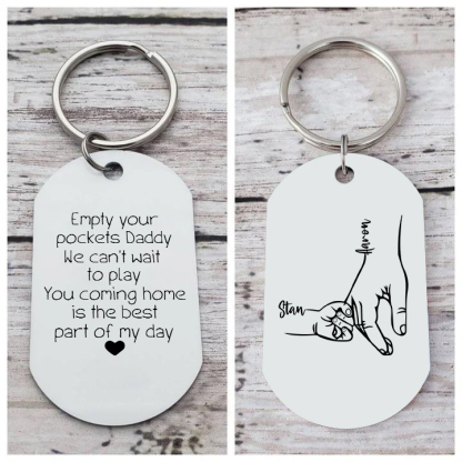 2 Names - Personalised Father Name Holding Keyring Customized Name Keyring Gift for Dad