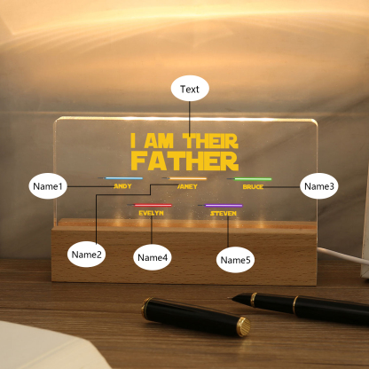 5 Names-Personalised Star Wars Logo Table Lamp-I am their dad-Father's Day Gift For Dad