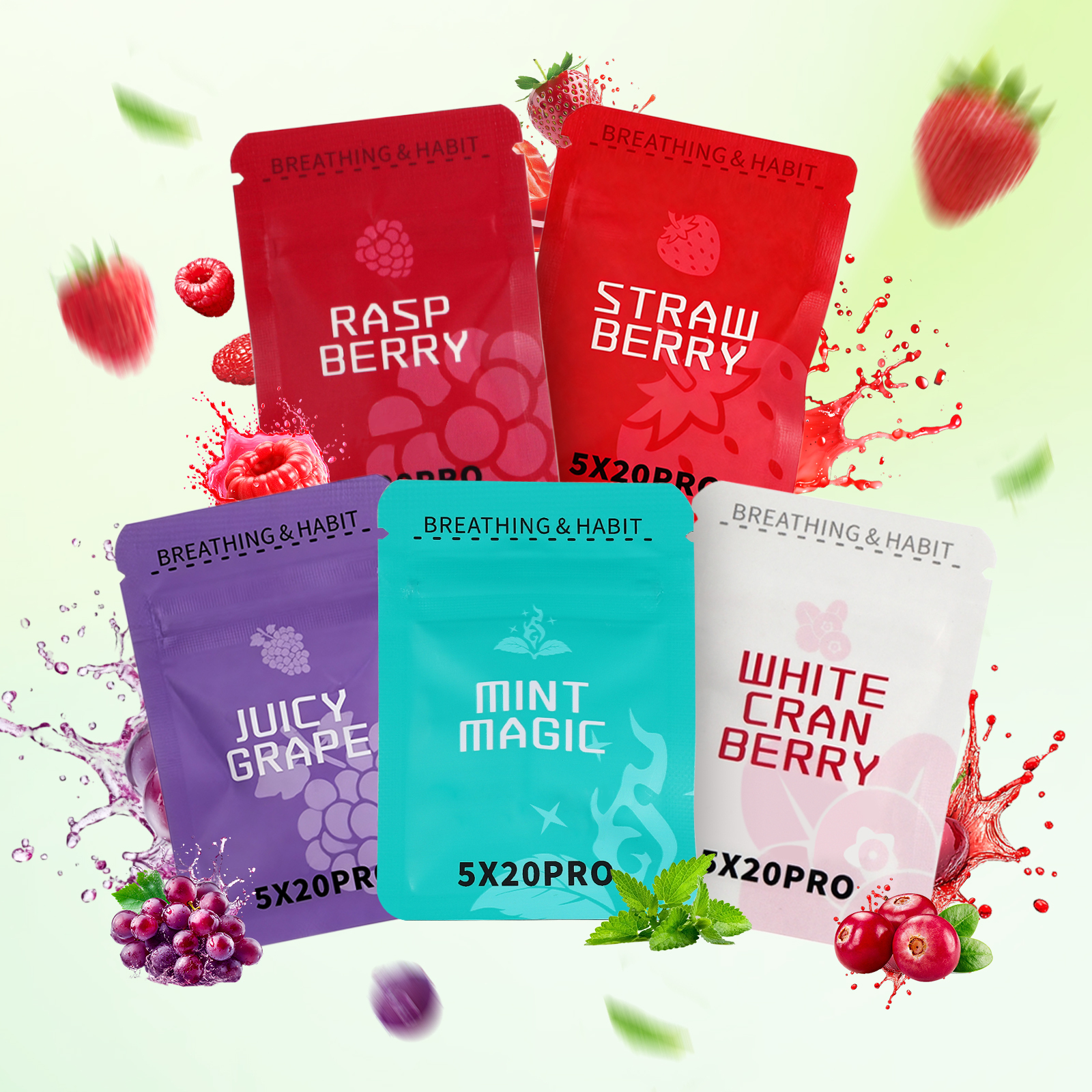 5*20 PRO Breathing Necklace Replacement Cotton Wicks – 18 Flavors, 3 Sticks per Pack