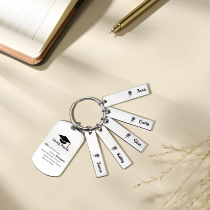 5 Names - Personalised Name Exquisite Graduation Keyring Gift For Her/Him
