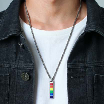 Rainbow Bar Necklace Cuban Chain LGBT Pride Gifts
