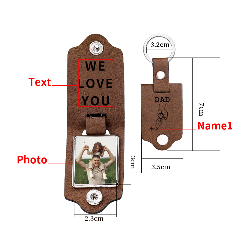 1 Name - Personalised Custom Photo Text Keyring Gift Custom Name for Dad