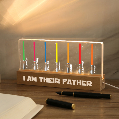 Personalised Star Wars Logo Father's Day Gift - I'm Their Dad - Table Lamp with 7 Names