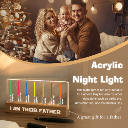 Personalised Star Wars Logo Father's Day Gift - I'm Their Dad - Table Lamp with 7 Names