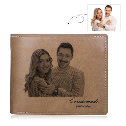 Personalised Leather Wallet Engraved Photo Short Wallet Gifts For Men
