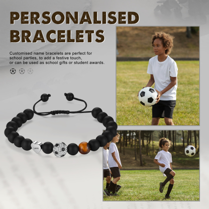 2024 Graduation Gifts - Personalised Obsidianite Name Mens Ball Bracelet, Gift for Him