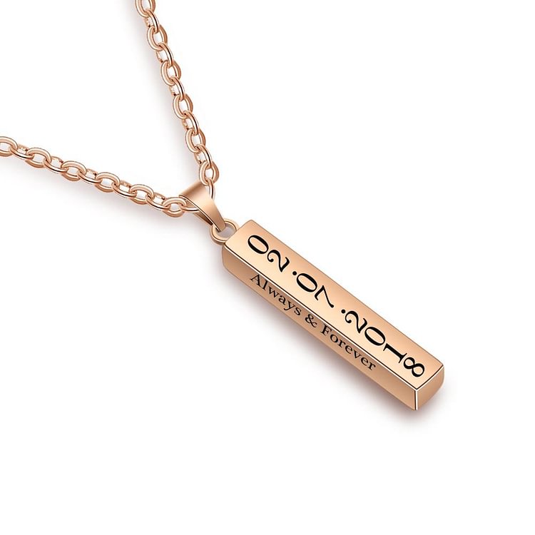 Vertical Bar Necklace Engraved 4 Side 3D Bar Necklace with 4 Names Personalized Women pendant