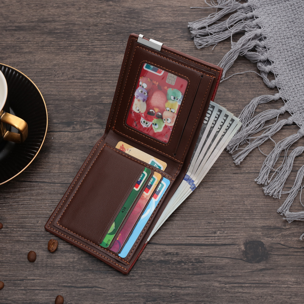 Personalised Photo Leather Men's Wallet With Card Slot Engraved Text Gift For Him