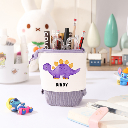 Personalised Pencil Case Custom Name & Dinosaur Pattern Pen Pouch Back To School Gift for Boys Girls